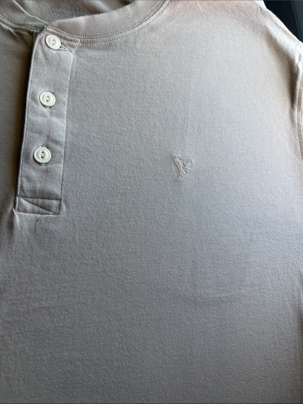 American Eagle Outfitters Light Beige Henley Long Sleeve